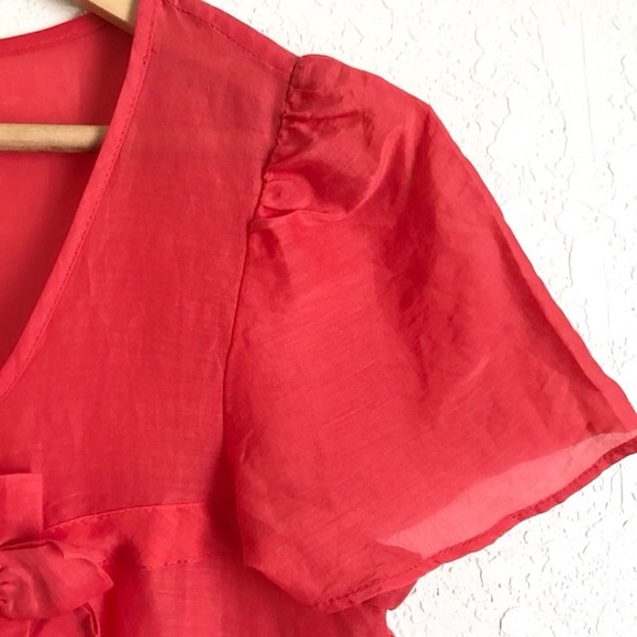 Beautiful LOFT Red Cotton Silk Blouse Small - Picture 5 of 7